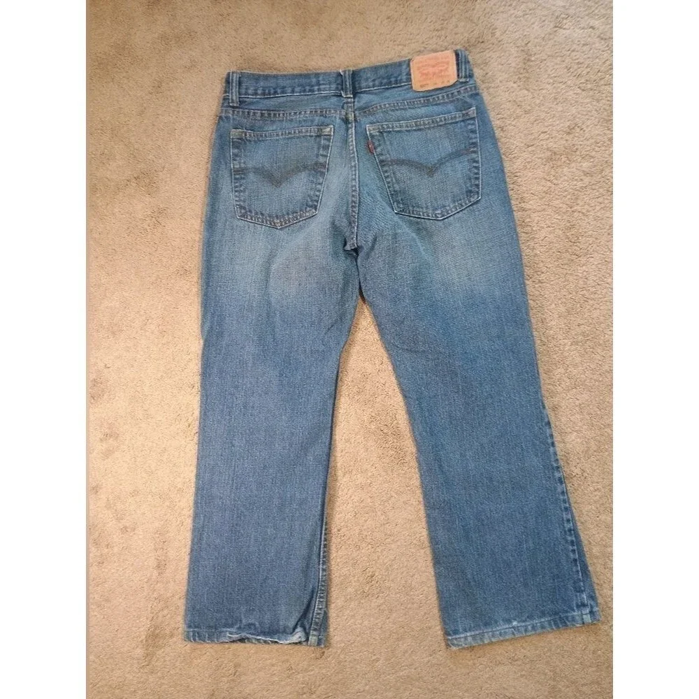 Levis 527‎ Slim Bootcut Mens Jeans Medium Wash Blue Denim 30x25